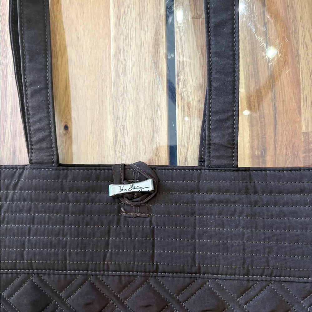 Vera Bradley Quilted Everyday Tote Shoulder HandBag Purse Dark Brown Chocolate - Picture 2 of 8